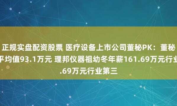 正规实盘配资股票 医疗设备上市公司董秘PK：董秘年薪平均值93.1万元 理邦仪器祖幼冬年薪161.69万元行业第三